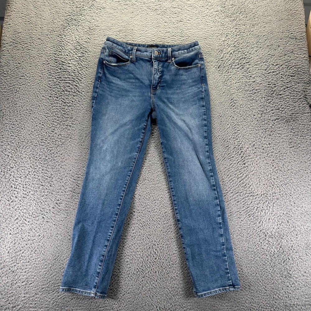 Talbots Jeans Womens 6P Blue Cotton Denim Straight Workwear Travel Stretch Faded